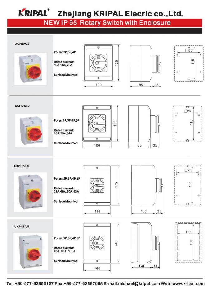 Commercial 16 Amp Rotary Isolator Switch Electrical Isolation Switch