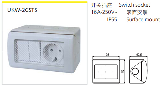 Surface Mounted Schuko Weatherproof Switch Socket 16a 250v