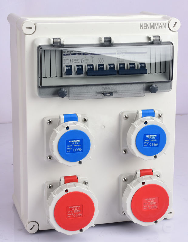 Plastic Combination Power Socket Box 16A 230V IP44 IEC Standard