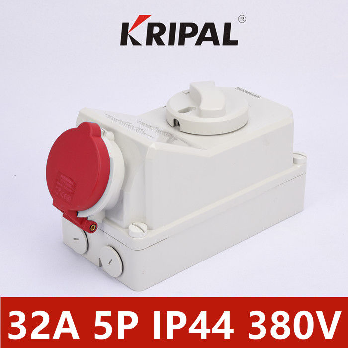 Three Phase Interlock Electrical Switch Socket IP44 32 Amp 380V