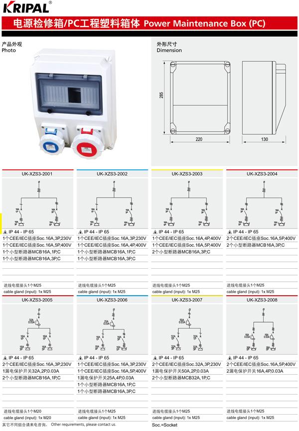 Power Box Outlet Computer PC Industrial Outlet Box 16A 32A Power Distribution Box IP67 Waterproof