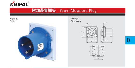 IP44 230V 63A Three Phase Industrial Panel Mounted Plug IEC Standard