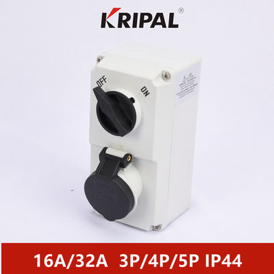 IP44 32A Industrial Power Switched Socket Three Phase With Mechanical Interlock