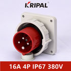16A 380V IP67 IEC Round Pins Industrial Plugs Panel Mounted Red