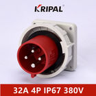 32A 5P Waterproof Industrial Plugs 380V IP67 Electrical Power Panel Mounted