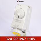63A 3P IP67 Socket With Switches And Mechanical Interlock IEC standard