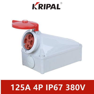 125A IP67 Waterproof Industrial Wall Mounted Socket 4 Pole 380V