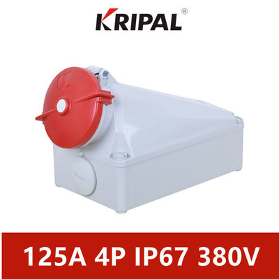 125A IP67 Waterproof Industrial Wall Mounted Socket 4 Pole 380V