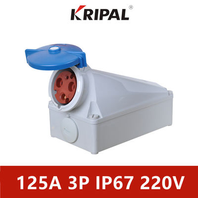 125A IP67 Waterproof Industrial Wall Mounted Socket 4 Pole 380V