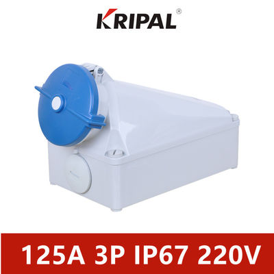 125A IP67 Waterproof Industrial Wall Mounted Socket 4 Pole 380V