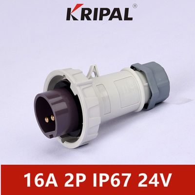 Single Phase IP67 24V 16A Industrial Low Voltage Male Plug White