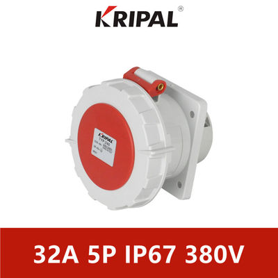 5P 32A IP67 Flange Size Panel Mounted Socket With Thread Lock