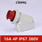 IEC 4 Pole IP67 380V 16A Industrial  Wall Mounted Plug Waterproof