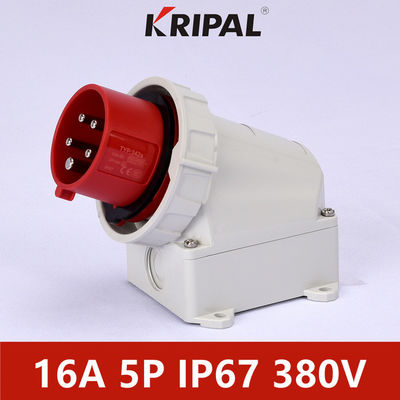 IEC 4 Pole IP67 380V 16A Industrial  Wall Mounted Plug Waterproof