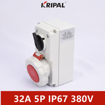 RED 32A IP67 5P 6h Waterproof Interlocked Switch Socket IEC Standard