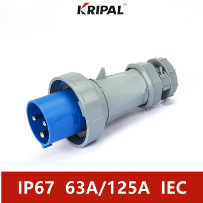 63A 125A IP67 Three Phase Waterproof European Industrial Plug 6H