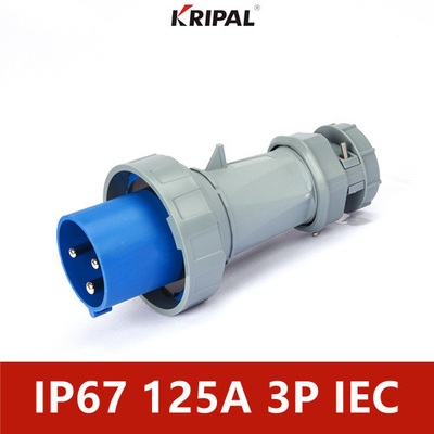 125A IP67 220V 6H Single Phase Dustproof Industrial Plug Socket