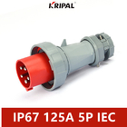125A IP67 220V 6H Single Phase Dustproof Industrial Plug Socket