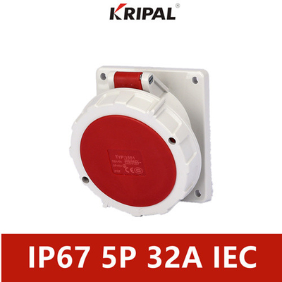 32A 5P IP67 380V Oblique Plug-in Industrial Panel Mounted Socket