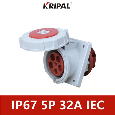 32A 5P IP67 380V Oblique Plug-in Industrial Panel Mounted Socket