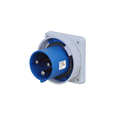 Three Phase 63A 220V IP67 Waterproof Panel Mounted Plug Nickel Plated