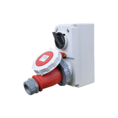 Red IP67 Industrial Interlocked Switch Socket Plug 16A 5 Pole Moistureproof