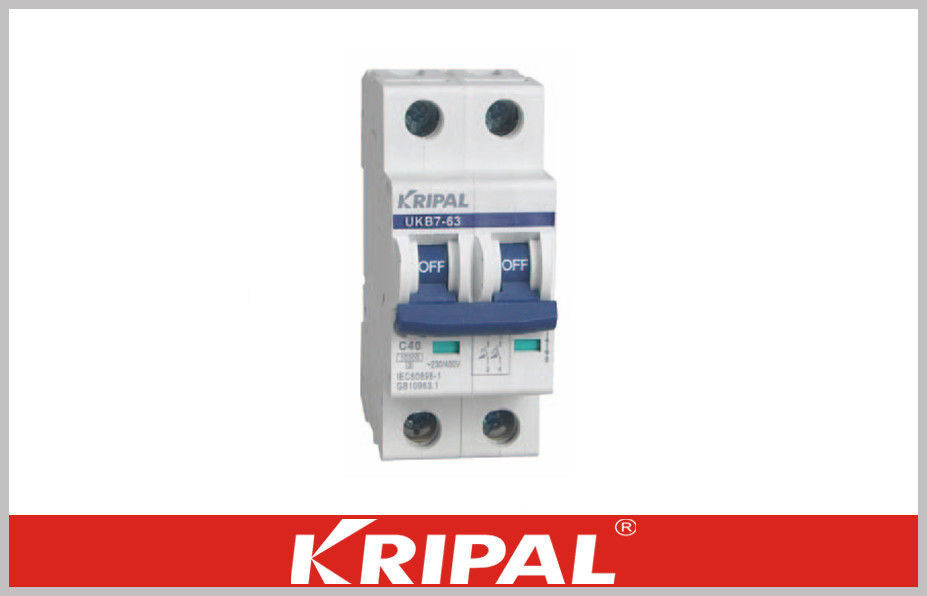 UKB7 2P Mini Circuit Breaker Automatically Operated Electrical Switch B / C / D Curve