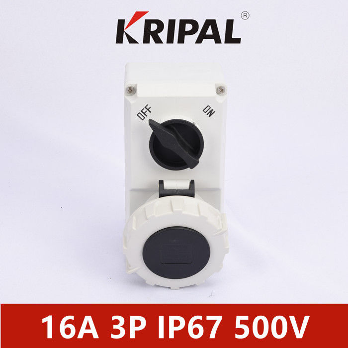 IP67 16A 3P IEC Industrial Power Socket With Mechanical Interlock