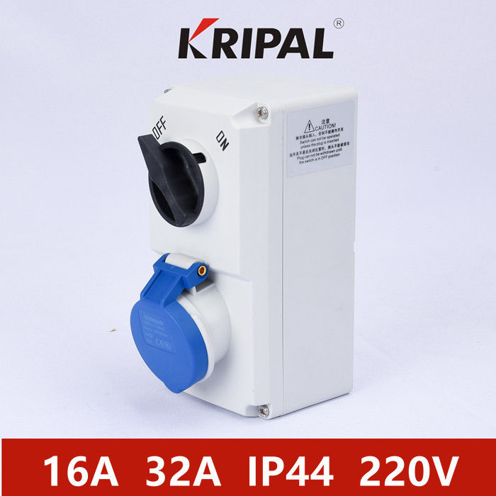 16A 32A IP44 Single Phase Switched Socket With Mechanical Interlock