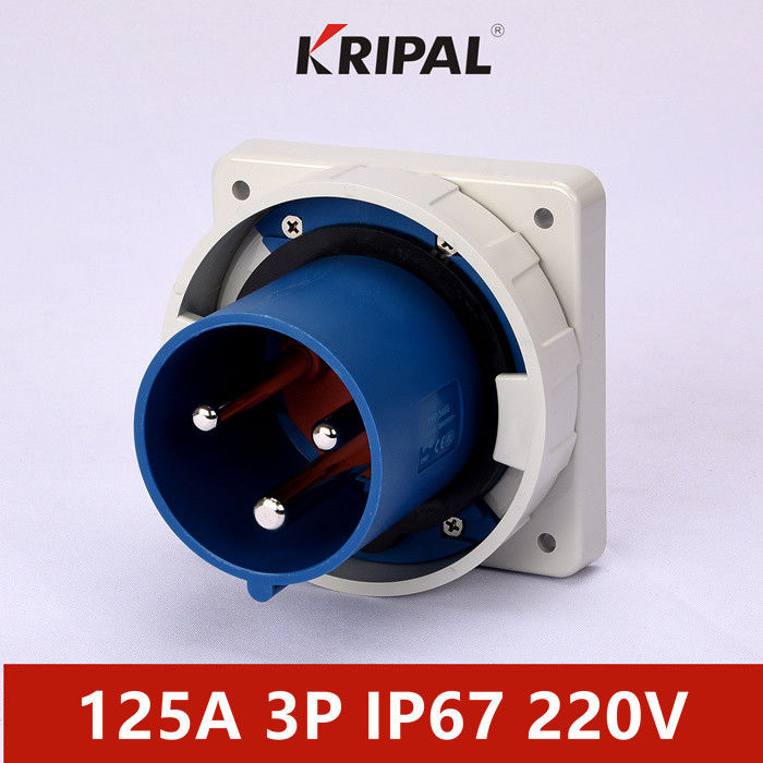 Single Phase 125A 5 pole IP67 IEC Waterproof Panel Mounted Plug