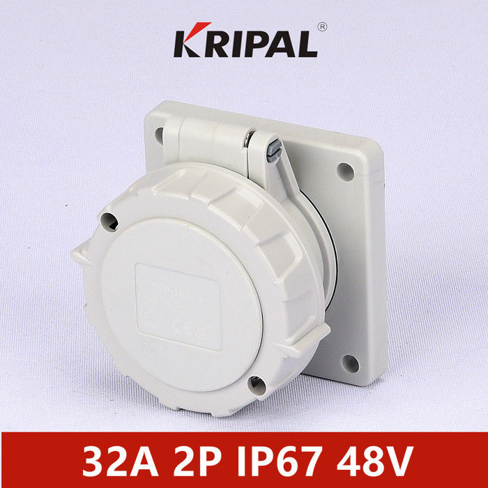 IP67 48V 32A 2 Pin IEC Low Voltage Industrial Power Socket Panel Mounted