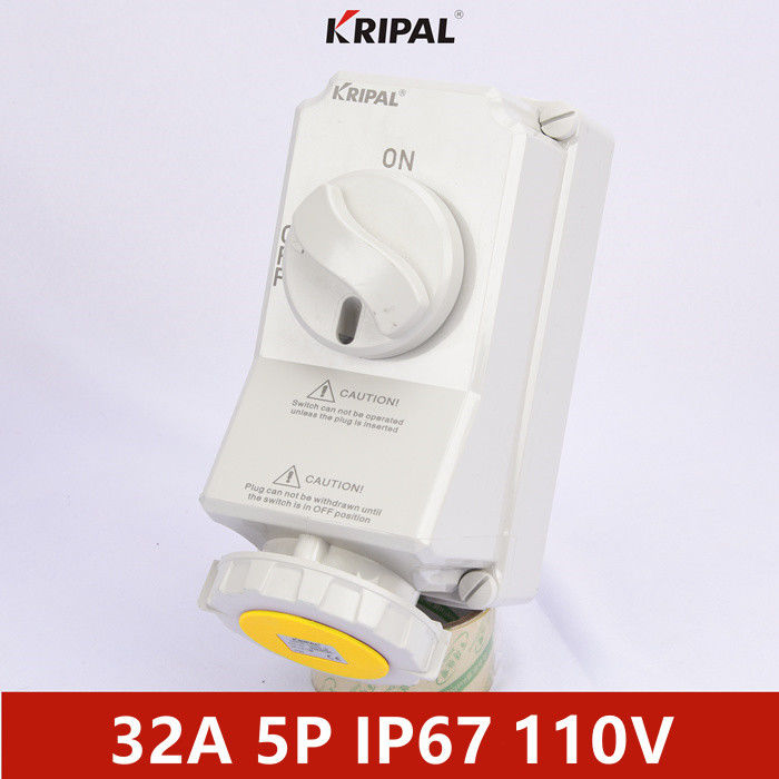 63A 3P IP67 Socket With Switches And Mechanical Interlock IEC standard