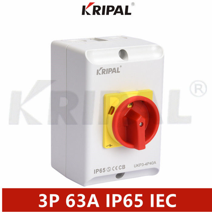 63A IP65 Triple Pole 230V Isolator Switch Waterproof IEC Standard