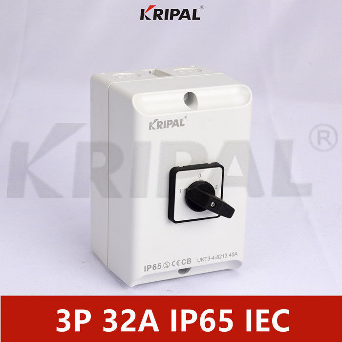 IP65 32A 3 Pole 3 Position Rotary Switch Waterproof IEC Standard
