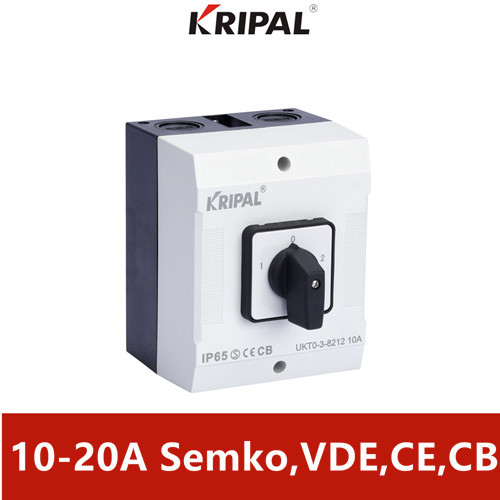 Single Phase 3 Position Changeover Switch Safety IP65 10A 16A 20A