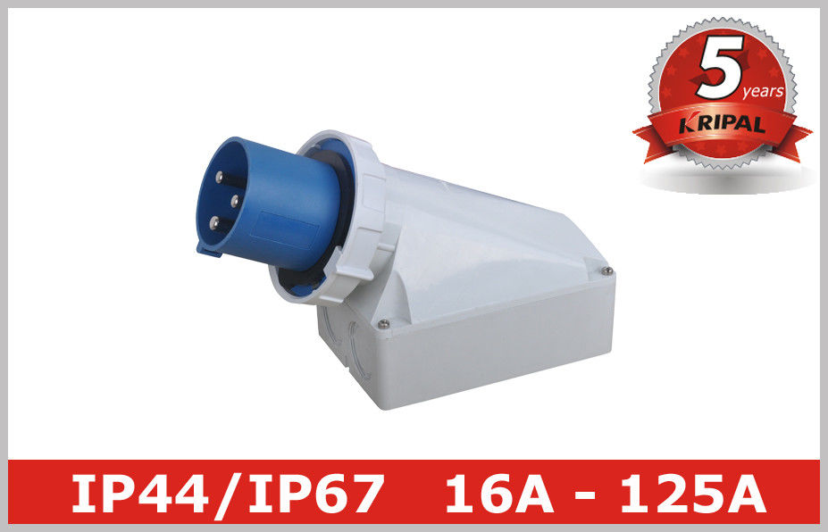 125 Ampere IP67 63A Industrial Plugs And Sockets 230V 380V , Surface Mounted